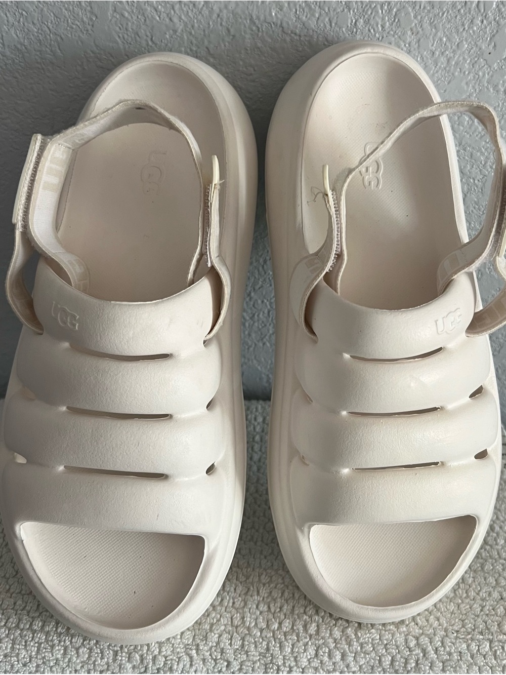 UGG Cream Slip-On Foam Sandals with Back Strap
